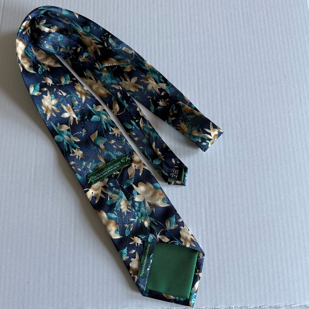 The Nature Conservancy Navy Floral Silk Tie